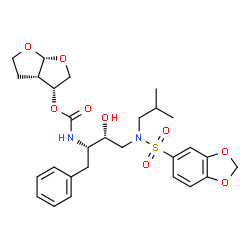 ChemSpider 2D Image | (3r,3as,6ar)-Hexahydrofuro[2,3-B]furan-3-Yl(2s,3r)-3-Hydroxy-4-(N-Isobutylbenzo[d][1,3]dioxole-5-Sulfonamido)-1-Phenylbutan-2-Ylcarbamate | C28H36N2O9S
