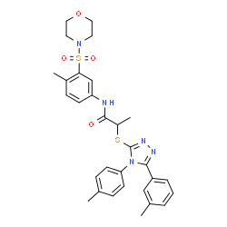 ChemSpider 2D Image | N-[4-Methyl-3-(4-morpholinylsulfonyl)phenyl]-2-{[5-(3-methylphenyl)-4-(4-methylphenyl)-4H-1,2,4-triazol-3-yl]sulfanyl}propanamide | C30H33N5O4S2