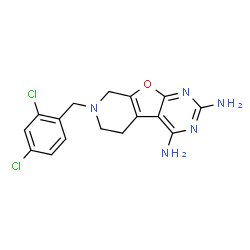ChemSpider 2D Image | 7-(2,4-Dichlorobenzyl)-5,6,7,8-tetrahydropyrido[4',3':4,5]furo[2,3-d]pyrimidine-2,4-diamine | C16H15Cl2N5O