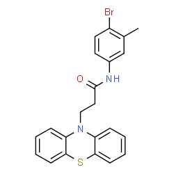 ChemSpider 2D Image | N-(4-Bromo-3-methylphenyl)-3-(10H-phenothiazin-10-yl)propanamide | C22H19BrN2OS