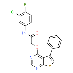 ChemSpider 2D Image | N-(3-Chloro-4-fluorophenyl)-2-[(5-phenylthieno[2,3-d]pyrimidin-4-yl)oxy]acetamide | C20H13ClFN3O2S