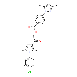 ChemSpider 2D Image | 2-[1-(3,4-Dichlorophenyl)-2,5-dimethyl-1H-pyrrol-3-yl]-2-oxoethyl 4-(3,5-dimethyl-1H-pyrazol-1-yl)benzoate | C26H23Cl2N3O3