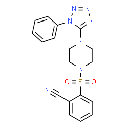 ChemSpider 2D Image | 2-{[4-(1-Phenyl-1H-tetrazol-5-yl)-1-piperazinyl]sulfonyl}benzonitrile | C18H17N7O2S