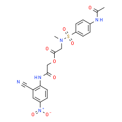 ChemSpider 2D Image | 2-[(2-Cyano-4-nitrophenyl)amino]-2-oxoethyl N-[(4-acetamidophenyl)sulfonyl]-N-methylglycinate | C20H19N5O8S