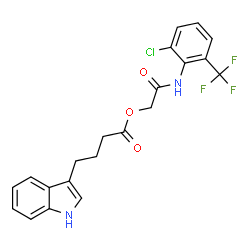 ChemSpider 2D Image | 2-{[2-Chloro-6-(trifluoromethyl)phenyl]amino}-2-oxoethyl 4-(1H-indol-3-yl)butanoate | C21H18ClF3N2O3