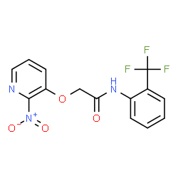 ChemSpider 2D Image | 2-[(2-Nitro-3-pyridinyl)oxy]-N-[2-(trifluoromethyl)phenyl]acetamide | C14H10F3N3O4