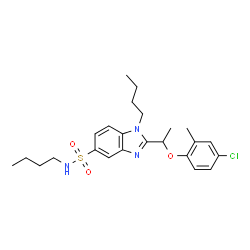ChemSpider 2D Image | N,1-Dibutyl-2-[1-(4-chloro-2-methylphenoxy)ethyl]-1H-benzimidazole-5-sulfonamide | C24H32ClN3O3S