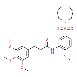 ChemSpider 2D Image | N-[5-(1-Azepanylsulfonyl)-2-methoxyphenyl]-3-(3,4,5-trimethoxyphenyl)propanamide | C25H34N2O7S