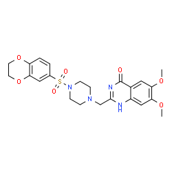 ChemSpider 2D Image | 2-{[4-(2,3-Dihydro-1,4-benzodioxin-6-ylsulfonyl)-1-piperazinyl]methyl}-6,7-dimethoxy-4(1H)-quinazolinone | C23H26N4O7S
