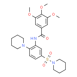 ChemSpider 2D Image | 3,4,5-Trimethoxy-N-[2-(1-piperidinyl)-5-(1-piperidinylsulfonyl)phenyl]benzamide | C26H35N3O6S