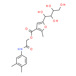 ChemSpider 2D Image | 2-[(3,4-Dimethylphenyl)amino]-2-oxoethyl 2-methyl-5-(1,2,3,4-tetrahydroxybutyl)-3-furoate | C20H25NO8