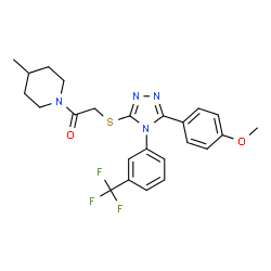 ChemSpider 2D Image | 2-({5-(4-Methoxyphenyl)-4-[3-(trifluoromethyl)phenyl]-4H-1,2,4-triazol-3-yl}sulfanyl)-1-(4-methyl-1-piperidinyl)ethanone | C24H25F3N4O2S