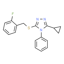 ChemSpider 2D Image | 3-Cyclopropyl-5-[(2-fluorobenzyl)sulfanyl]-4-phenyl-4H-1,2,4-triazole | C18H16FN3S