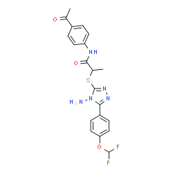 ChemSpider 2D Image | N-(4-Acetylphenyl)-2-({4-amino-5-[4-(difluoromethoxy)phenyl]-4H-1,2,4-triazol-3-yl}sulfanyl)propanamide | C20H19F2N5O3S