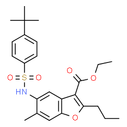 ChemSpider 2D Image | Ethyl 6-methyl-5-({[4-(2-methyl-2-propanyl)phenyl]sulfonyl}amino)-2-propyl-1-benzofuran-3-carboxylate | C25H31NO5S
