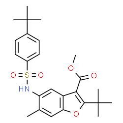 ChemSpider 2D Image | Methyl 6-methyl-2-(2-methyl-2-propanyl)-5-({[4-(2-methyl-2-propanyl)phenyl]sulfonyl}amino)-1-benzofuran-3-carboxylate | C25H31NO5S