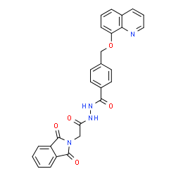 ChemSpider 2D Image | N'-[(1,3-Dioxo-1,3-dihydro-2H-isoindol-2-yl)acetyl]-4-[(8-quinolinyloxy)methyl]benzohydrazide | C27H20N4O5