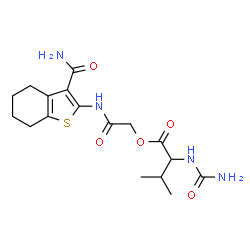 ChemSpider 2D Image | 2-[(3-Carbamoyl-4,5,6,7-tetrahydro-1-benzothiophen-2-yl)amino]-2-oxoethyl N-carbamoylvalinate | C17H24N4O5S