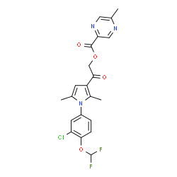 ChemSpider 2D Image | 2-{1-[3-Chloro-4-(difluoromethoxy)phenyl]-2,5-dimethyl-1H-pyrrol-3-yl}-2-oxoethyl 5-methyl-2-pyrazinecarboxylate | C21H18ClF2N3O4