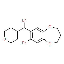 ChemSpider 2D Image | 7-Bromo-8-[bromo(tetrahydro-2H-pyran-4-yl)methyl]-3,4-dihydro-2H-1,5-benzodioxepine | C15H18Br2O3
