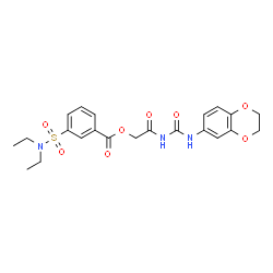 ChemSpider 2D Image | 2-[(2,3-Dihydro-1,4-benzodioxin-6-ylcarbamoyl)amino]-2-oxoethyl 3-(diethylsulfamoyl)benzoate | C22H25N3O8S