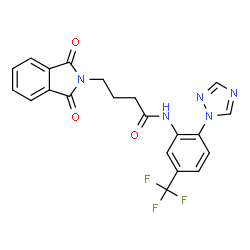ChemSpider 2D Image | 4-(1,3-Dioxo-1,3-dihydro-2H-isoindol-2-yl)-N-[2-(1H-1,2,4-triazol-1-yl)-5-(trifluoromethyl)phenyl]butanamide | C21H16F3N5O3