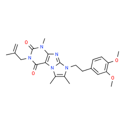 ChemSpider 2D Image | 8-[2-(3,4-Dimethoxyphenyl)ethyl]-1,6,7-trimethyl-3-(2-methyl-2-propen-1-yl)-1H-imidazo[2,1-f]purine-2,4(3H,8H)-dione | C24H29N5O4