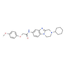 ChemSpider 2D Image | N-(2-Cyclohexyl-1,2,3,4-tetrahydropyrazino[1,2-a]benzimidazol-8-yl)-2-(4-methoxyphenoxy)acetamide | C25H30N4O3