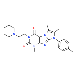 ChemSpider 2D Image | 1,6,7-Trimethyl-8-(4-methylphenyl)-3-[2-(1-piperidinyl)ethyl]-1H-imidazo[2,1-f]purine-2,4(3H,8H)-dione | C24H30N6O2