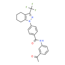 ChemSpider 2D Image | N-(3-Acetylphenyl)-4-[3-(trifluoromethyl)-4,5,6,7-tetrahydro-1H-indazol-1-yl]benzamide | C23H20F3N3O2