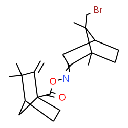 ChemSpider 2D Image | ({[7-(Bromomethyl)-1,7-dimethylbicyclo[2.2.1]hept-2-ylidene]amino}oxy)(3,3-dimethyl-2-methylenebicyclo[2.2.1]hept-1-yl)methanone | C21H30BrNO2