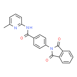 ChemSpider 2D Image | 4-(1,3-Dioxo-1,3-dihydro-2H-isoindol-2-yl)-N-(6-methyl-2-pyridinyl)benzamide | C21H15N3O3