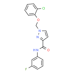 ChemSpider 2D Image | 1-[(2-Chlorophenoxy)methyl]-N-(3-fluorophenyl)-1H-pyrazole-3-carboxamide | C17H13ClFN3O2