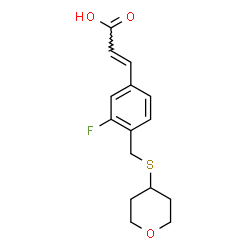 ChemSpider 2D Image | (2E)-3-{3-Fluoro-4-[(tetrahydro-2H-pyran-4-ylsulfanyl)methyl]phenyl}acrylic acid | C15H17FO3S