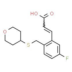 ChemSpider 2D Image | (2E)-3-{5-Fluoro-2-[(tetrahydro-2H-pyran-4-ylsulfanyl)methyl]phenyl}acrylic acid | C15H17FO3S