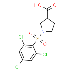 ChemSpider 2D Image | 1-[(2,4,6-Trichlorophenyl)sulfonyl]-3-pyrrolidinecarboxylic acid | C11H10Cl3NO4S