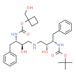 ChemSpider 2D Image | tert-butyl 1-(hydroxymethyl)cyclobutyl {iminobis[(2S,3R)-3-hydroxy-1-phenylbutane-4,2-diyl]}biscarbamate | C31H45N3O7