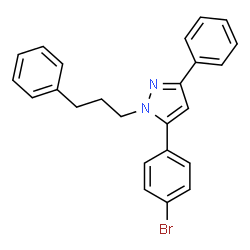 ChemSpider 2D Image | 5-(4-Bromophenyl)-3-phenyl-1-(3-phenylpropyl)-1H-pyrazole | C24H21BrN2