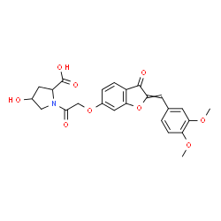 ChemSpider 2D Image | 1-({[2-(3,4-Dimethoxybenzylidene)-3-oxo-2,3-dihydro-1-benzofuran-6-yl]oxy}acetyl)-4-hydroxyproline | C24H23NO9