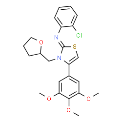 ChemSpider 2D Image | (2Z)-N-(2-Chlorophenyl)-3-(tetrahydro-2-furanylmethyl)-4-(3,4,5-trimethoxyphenyl)-1,3-thiazol-2(3H)-imine | C23H25ClN2O4S