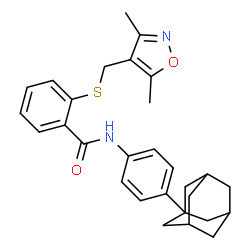 ChemSpider 2D Image | N-[4-(Adamantan-1-yl)phenyl]-2-{[(3,5-dimethyl-1,2-oxazol-4-yl)methyl]sulfanyl}benzamide | C29H32N2O2S