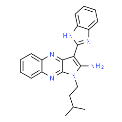 ChemSpider 2D Image | 3-(1H-Benzimidazol-2-yl)-1-(3-methylbutyl)-1H-pyrrolo[2,3-b]quinoxalin-2-amine | C22H22N6