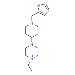 ChemSpider 2D Image | 1-Ethyl-4-[1-(2-furylmethyl)-4-piperidinyl]piperazin-1-ium | C16H28N3O