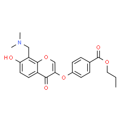 ChemSpider 2D Image | Propyl 4-({8-[(dimethylamino)methyl]-7-hydroxy-4-oxo-4H-chromen-3-yl}oxy)benzoate | C22H23NO6