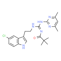 ChemSpider 2D Image | (E)-N-((2-(5-chloro-1H-indol-3-yl)ethylamino)(4,6-dimethylpyrimidin-2-ylamino)methylene)pivalamide | C22H27ClN6O