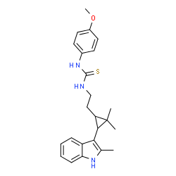 ChemSpider 2D Image | 1-{2-[2,2-Dimethyl-3-(2-methyl-1H-indol-3-yl)cyclopropyl]ethyl}-3-(4-methoxyphenyl)thiourea | C24H29N3OS