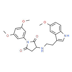 ChemSpider 2D Image | 1-(3,5-Dimethoxyphenyl)-3-{[2-(5-methoxy-1H-indol-3-yl)ethyl]amino}-2,5-pyrrolidinedione | C23H25N3O5