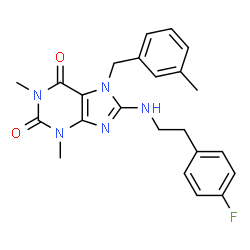 ChemSpider 2D Image | 8-[(4-fluorophenethyl)amino]-1,3-dimethyl-7-(3-methylbenzyl)-3,7-dihydro-1H-purine-2,6-dione | C23H24FN5O2