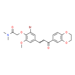ChemSpider 2D Image | 2-{2-Bromo-4-[3-(2,3-dihydro-1,4-benzodioxin-6-yl)-3-oxo-1-propen-1-yl]-6-methoxyphenoxy}-N,N-dimethylacetamide | C22H22BrNO6