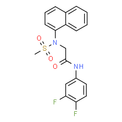 ChemSpider 2D Image | N-(3,4-Difluorophenyl)-N~2~-(methylsulfonyl)-N~2~-1-naphthylglycinamide | C19H16F2N2O3S